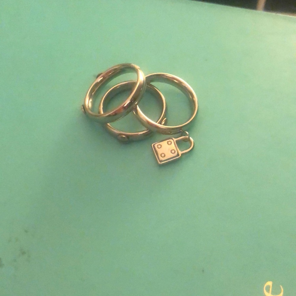 **SOLD**Set of 3 Rings w/ Lock Charm***SOLD** - Picture 2 of 6